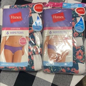 2 packs Hanes 6pk cotton hipsters size 7